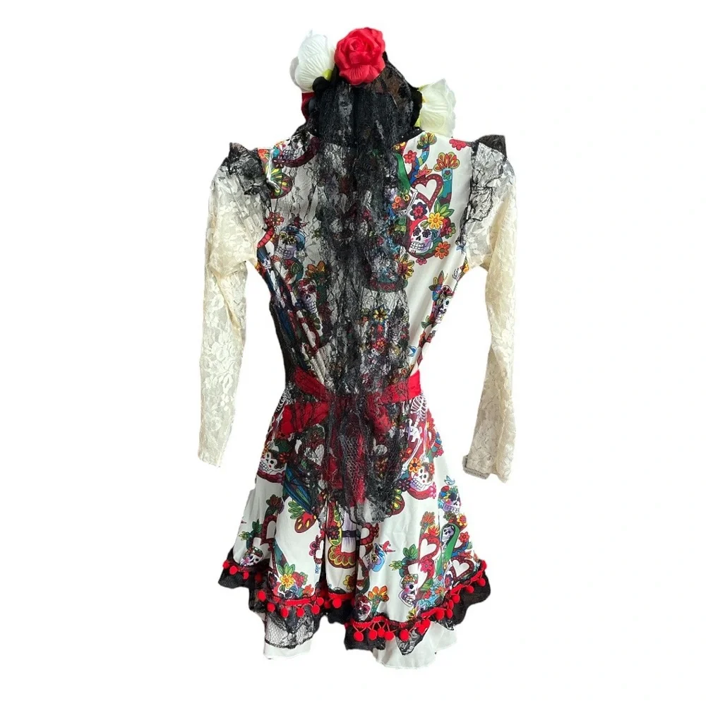 Yandy Party King La Novia Child Day Of The Dead Bride Costume Black Cream Large